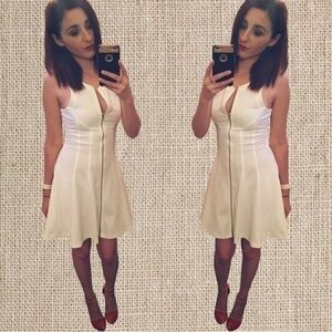 White zipper up tight dress